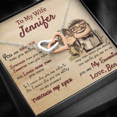 Personalized To My Wife Interlocking Hearts Necklace - Love You This Much